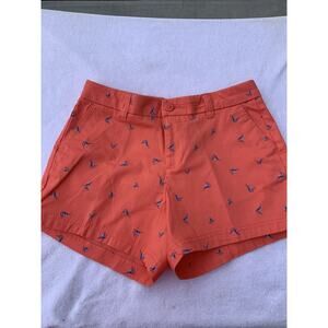 Magellan Happy Camper Shorts Womens Size 4 Coral With Sailboats